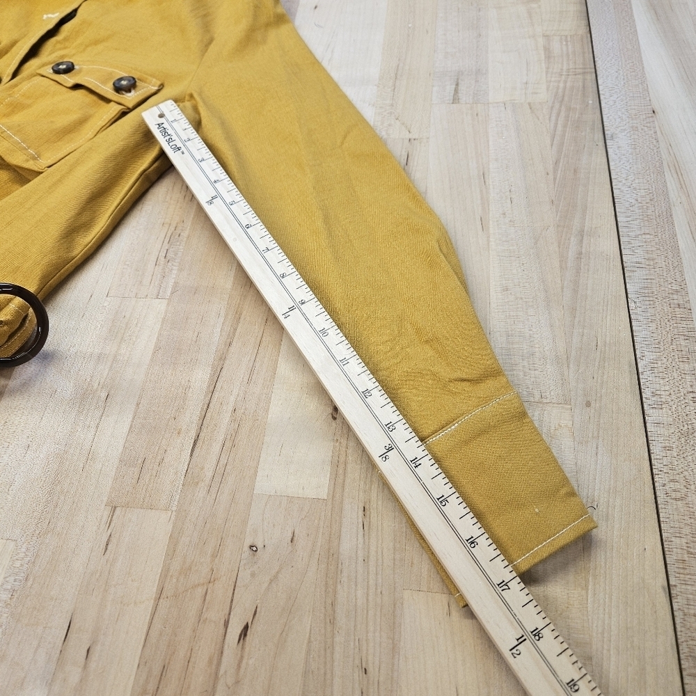 Athina Dress Shirtdress NWT Utility Buttoned Belted Mustard Mini Size Medium - Picture 7 of 8